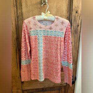Whimsy Rose Floral Pink Thermal Long Sleeve Top